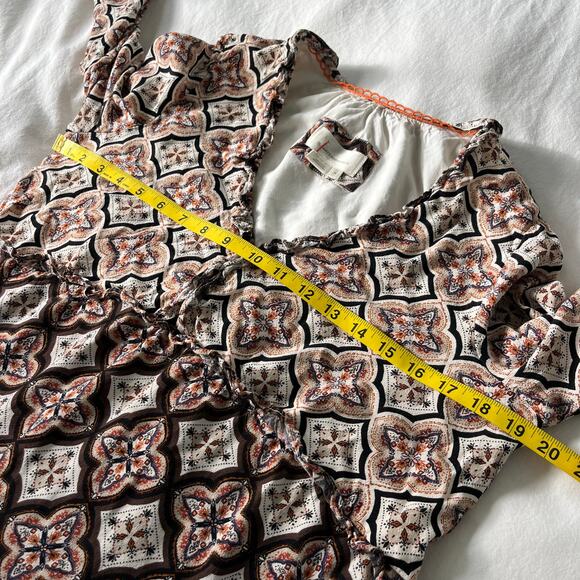 Anthropologie Tiered V-Neck Long Sleeve Floral Printed Boho Peasant Dress Medium - Picture 8 of 12